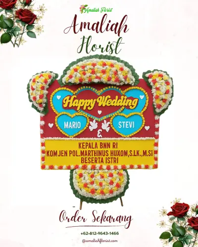 Karangan Papan Bunga Pernikahan di Mertelu